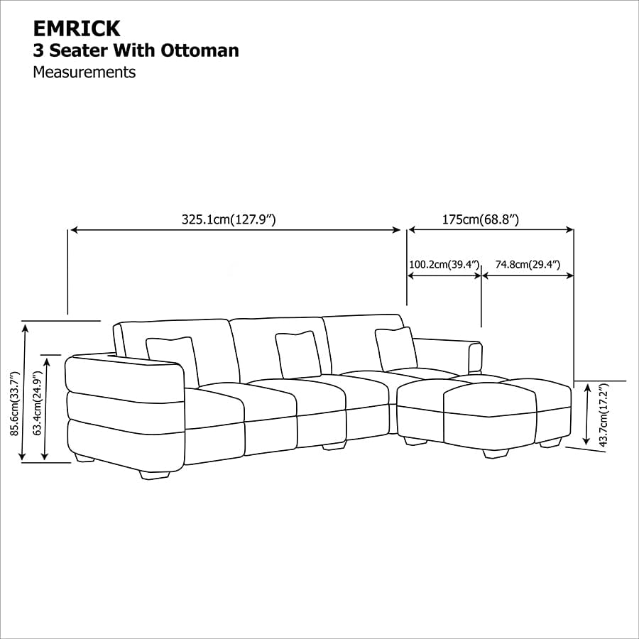 Emrick 3 Seater with Ottoman