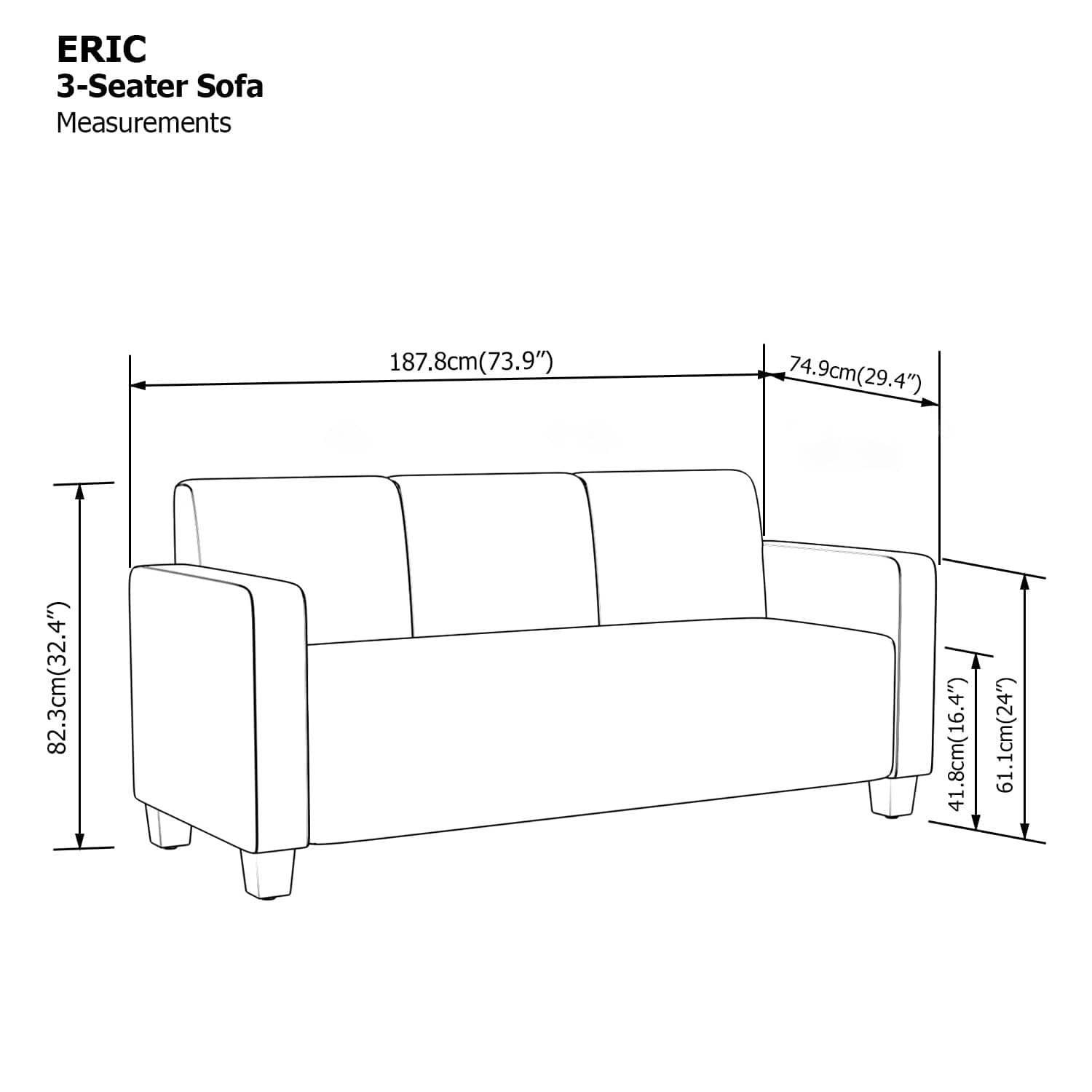 Eric 3 Seater Sofa