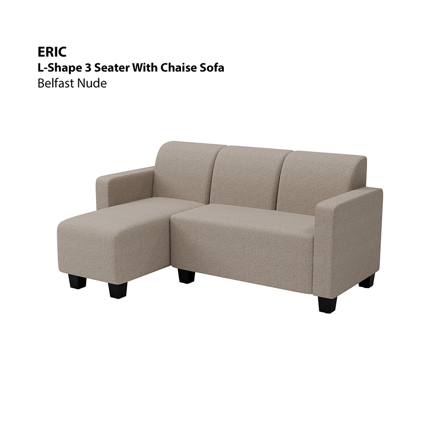 MORE ERIC OPTIONS Eric L-shape 3 Seat with Chaise (Left Facing) Sofa Eric L-shape 3 Seat with Chaise (Left Facing) Sofa Fabric Belfast Nude Mandaue Foam