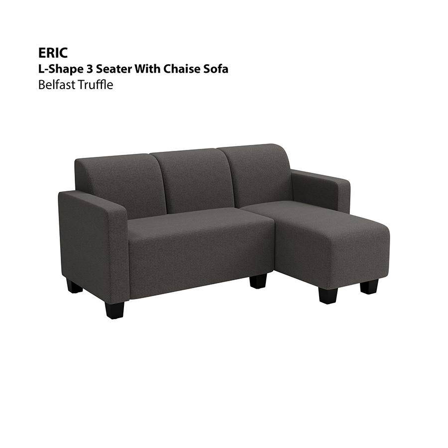 MORE ERIC OPTIONS Eric L-shape 3 Seat with Chaise (Right Facing) Sofa Eric L-shape 3 Seat with Chaise (Right Facing) Sofa Fabric Belfast Truffle Mandaue Foam