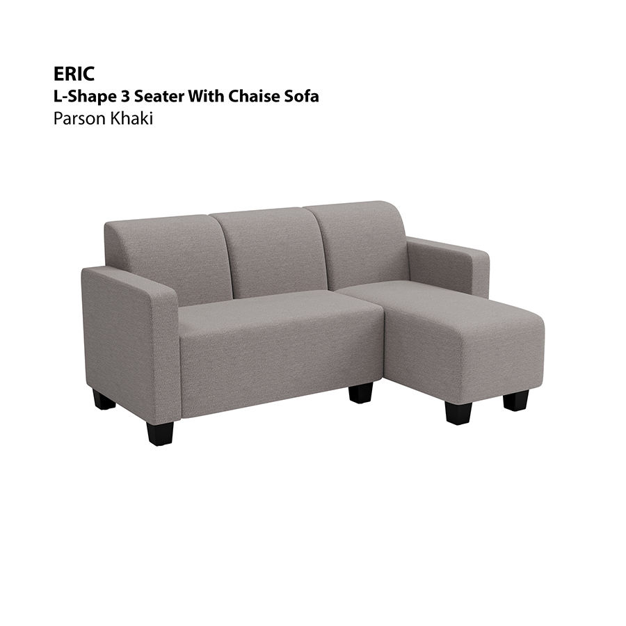 MORE ERIC OPTIONS Eric L-shape 3 Seat with Chaise (Right Facing) Sofa Eric L-shape 3 Seat with Chaise (Right Facing) Sofa Fabric Parson Khaki Mandaue Foam