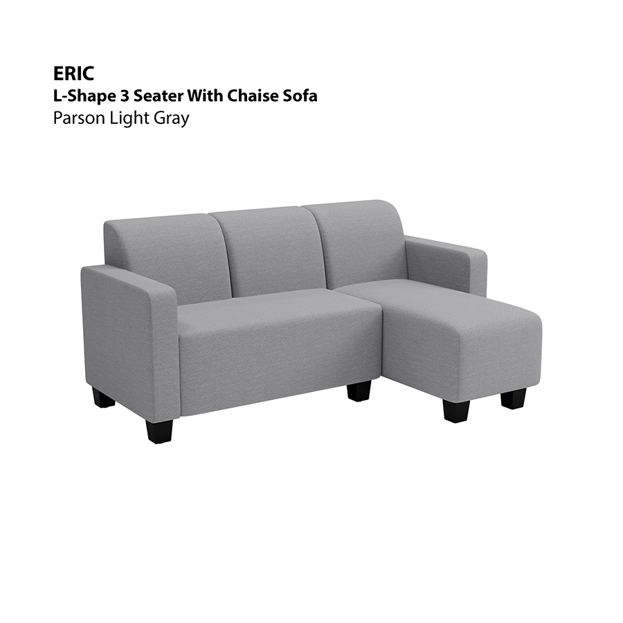 MORE ERIC OPTIONS Eric L-shape 3 Seat with Chaise (Right Facing) Sofa Eric L-shape 3 Seat with Chaise (Right Facing) Sofa Fabric Parson Light Gray Mandaue Foam
