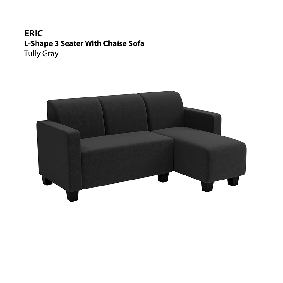 MORE ERIC OPTIONS Eric L-shape 3 Seat with Chaise (Right Facing) Sofa Eric L-shape 3 Seat with Chaise (Right Facing) Sofa Leatherette Tully Gray Mandaue Foam
