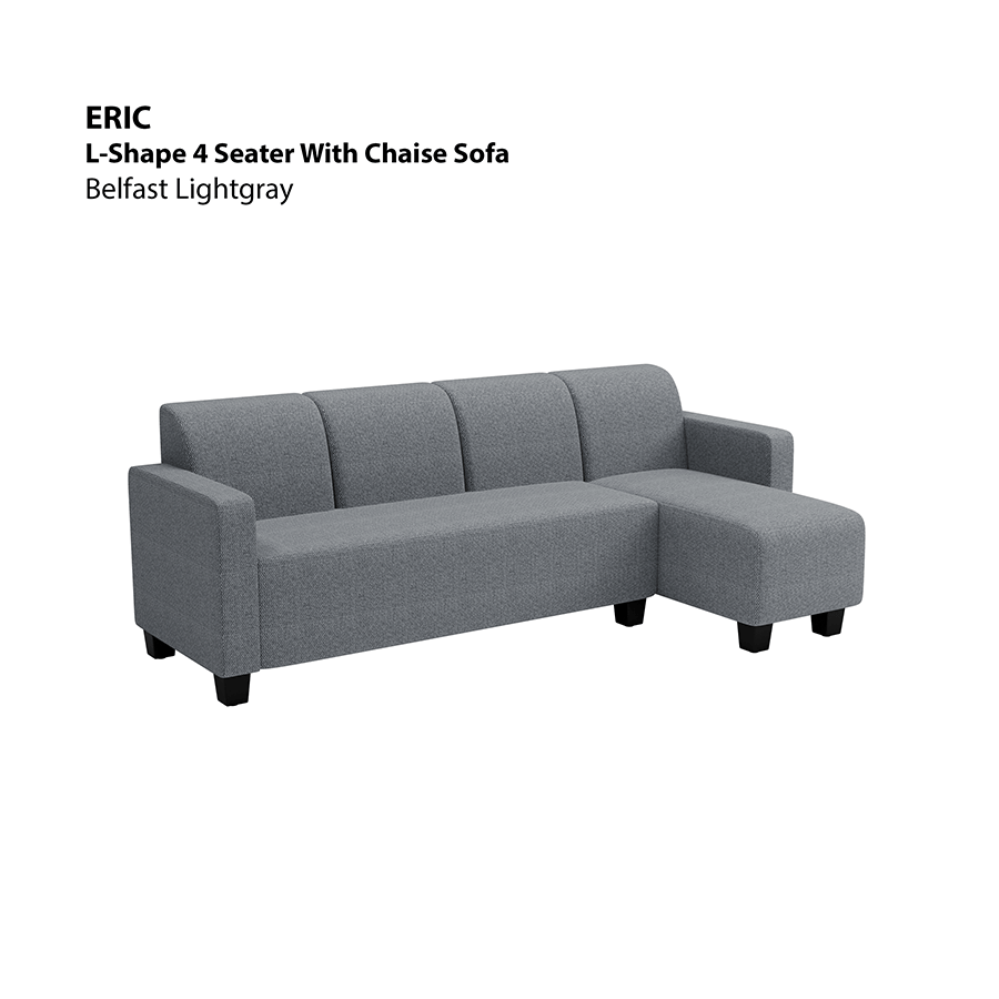 MORE ERIC OPTIONS Eric L-shape 4 Seat with Chaise (Right Facing) Sofa Eric L-shape 4 Seat with Chaise (Right Facing) Sofa Fabric Belfast Light Gray Mandaue Foam