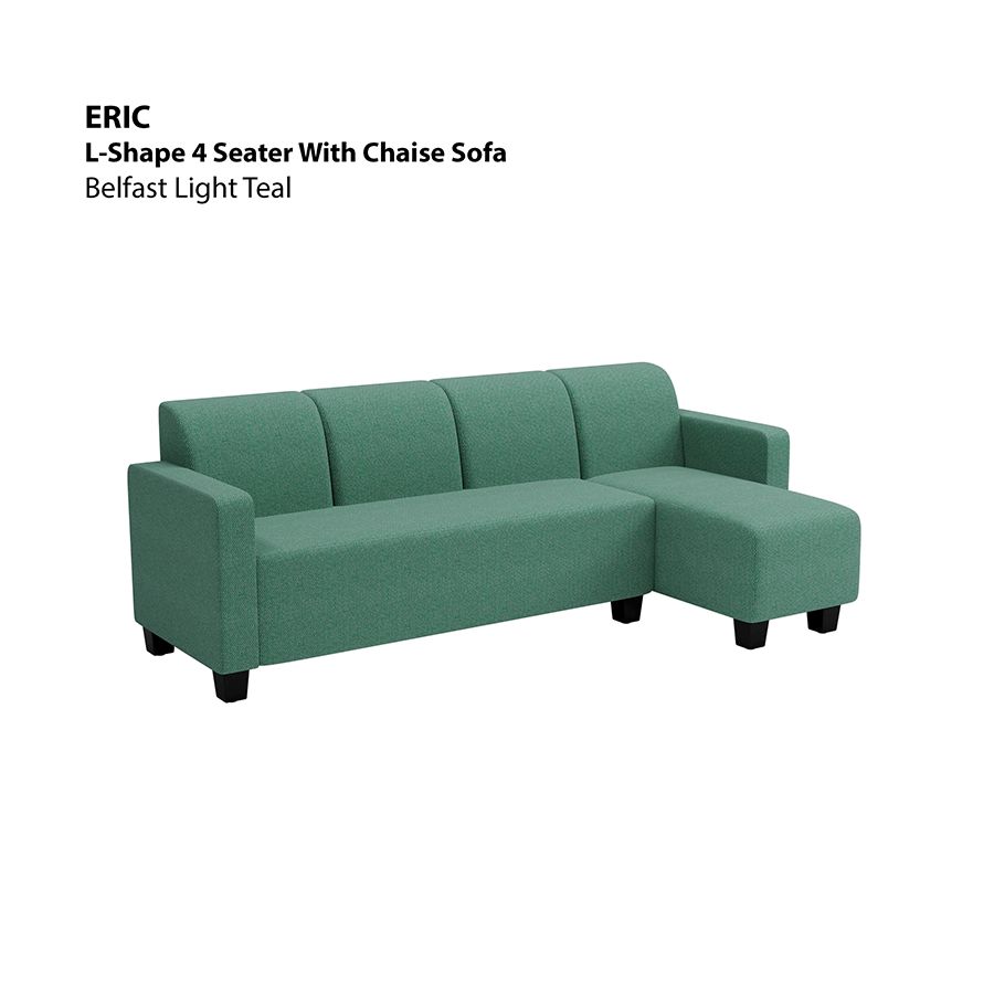 MORE ERIC OPTIONS Eric L-shape 4 Seat with Chaise (Right Facing) Sofa Eric L-shape 4 Seat with Chaise (Right Facing) Sofa Fabric Belfast Light Teal Mandaue Foam
