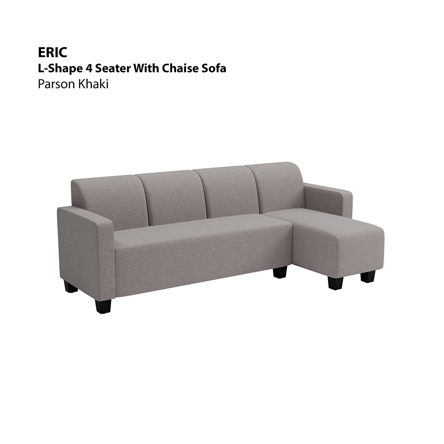 MORE ERIC OPTIONS Eric L-shape 4 Seat with Chaise (Right Facing) Sofa Eric L-shape 4 Seat with Chaise (Right Facing) Sofa Fabric Parson Khaki Mandaue Foam