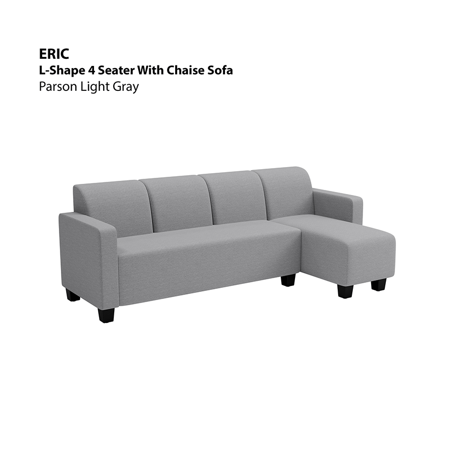 MORE ERIC OPTIONS Eric L-shape 4 Seat with Chaise (Right Facing) Sofa Eric L-shape 4 Seat with Chaise (Right Facing) Sofa Fabric Parson Light Gray Mandaue Foam