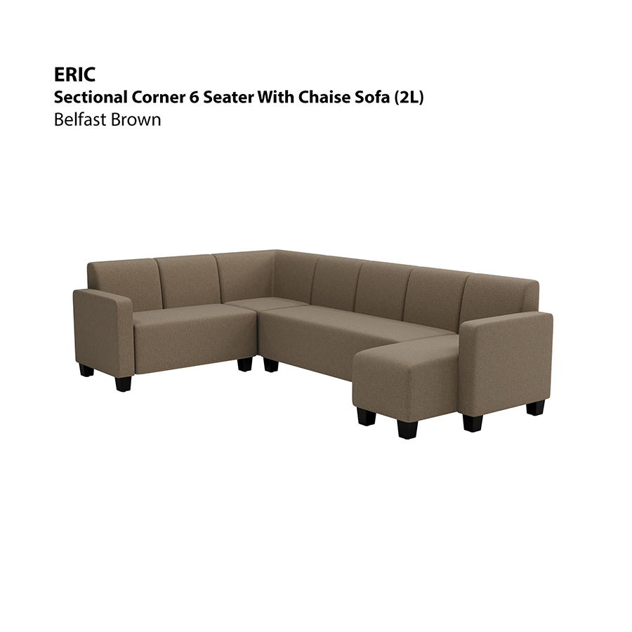 MORE ERIC OPTIONS Eric Sectional 6 Seat with Chaise (2L) Sofa Eric Sectional 6 Seat with Chaise (2L) Sofa Fabric Belfast Brown Mandaue Foam