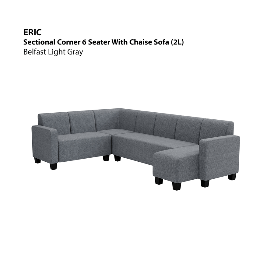 MORE ERIC OPTIONS Eric Sectional 6 Seat with Chaise (2L) Sofa Eric Sectional 6 Seat with Chaise (2L) Sofa Fabric Belfast Light Gray Mandaue Foam