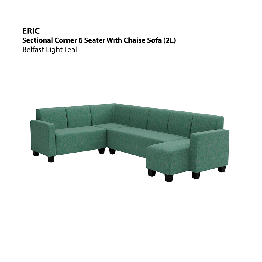 MORE ERIC OPTIONS Eric Sectional 6 Seat with Chaise (2L) Sofa Eric Sectional 6 Seat with Chaise (2L) Sofa Fabric Belfast Light Teal Mandaue Foam
