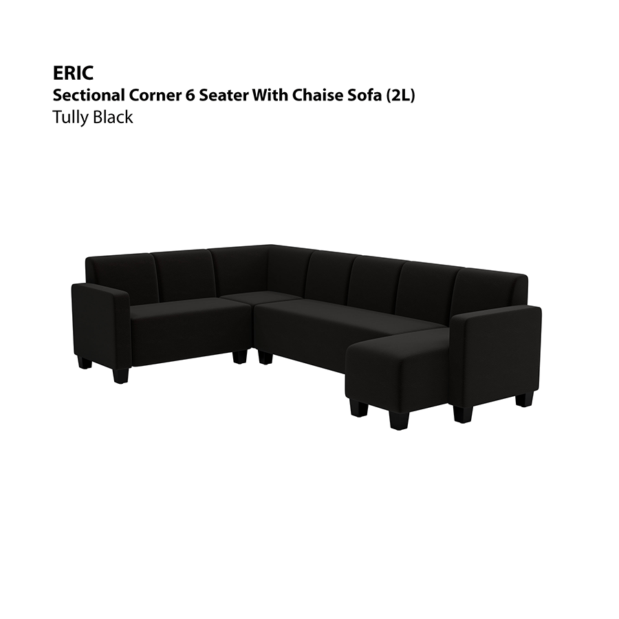 MORE ERIC OPTIONS Eric Sectional 6 Seat with Chaise (2L) Sofa Eric Sectional 6 Seat with Chaise (2L) Sofa Leatherette Tully Black Mandaue Foam