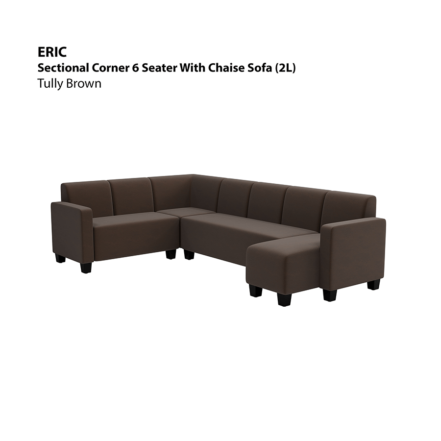 MORE ERIC OPTIONS Eric Sectional 6 Seat with Chaise (2L) Sofa Eric Sectional 6 Seat with Chaise (2L) Sofa Leatherette Tully Brown Mandaue Foam