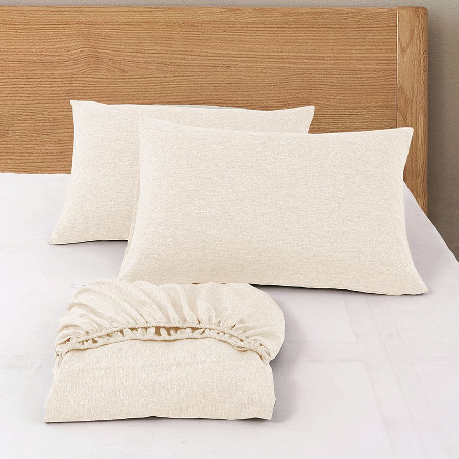 Faux Linen Natural Color 3pc Sheet Set