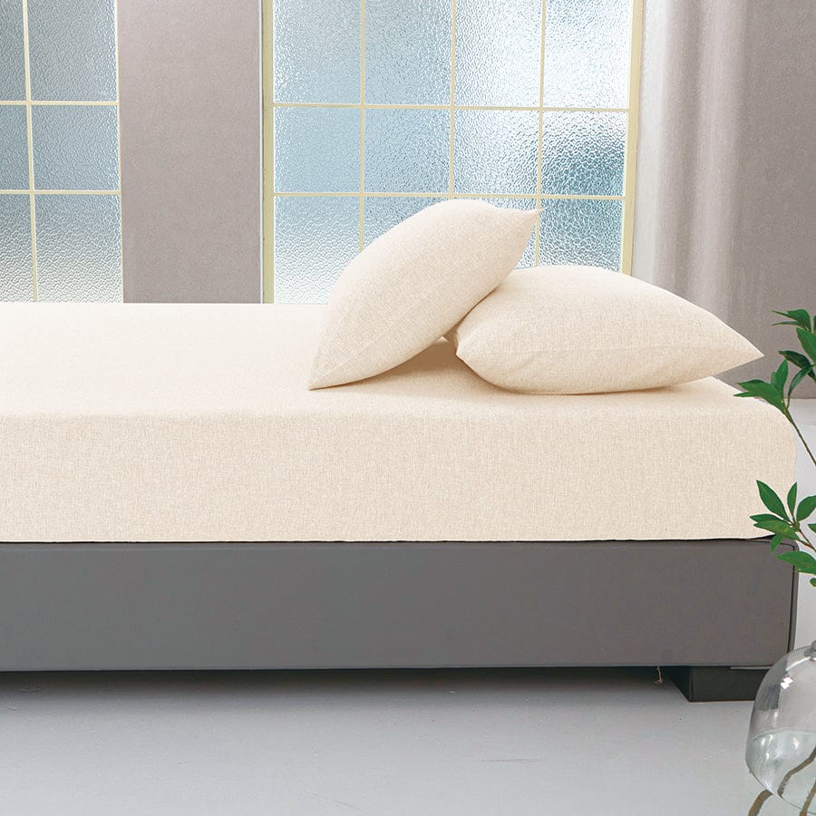 Faux Linen Natural Color 3pc Sheet Set