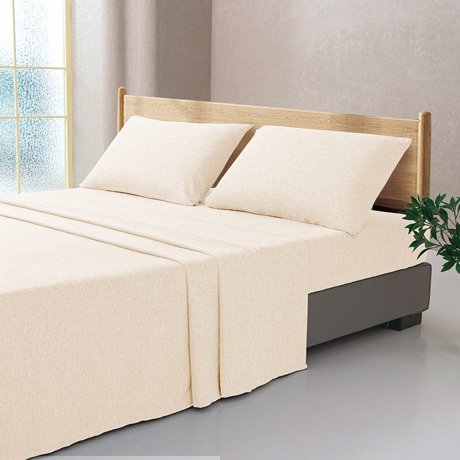 Faux Linen Natural Color 4pc Sheet Set