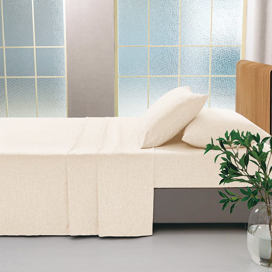 Faux Linen Natural Color 4pc Sheet Set