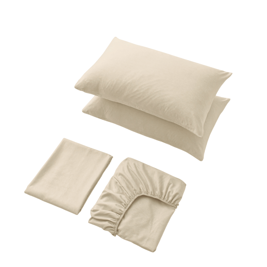 Faux Linen Natural Color 4pc Sheet Set