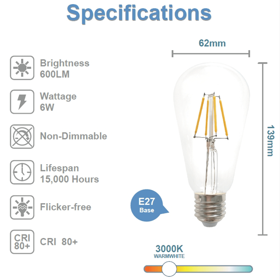 Filament Pear Bulb Warmwhite 6W Filament Pear Bulb Warmwhite 6W Mandaue Foam