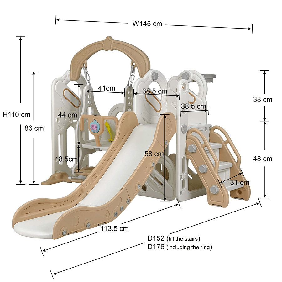 Frudie Kids Slide with Swing & Hoop