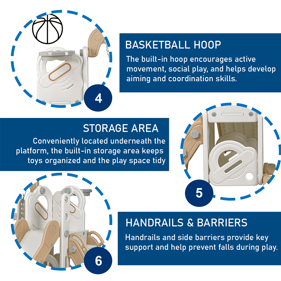 Frudie Kids Slide with Swing & Hoop