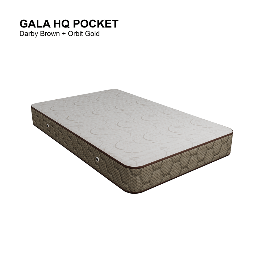 MORE HOTEL QUALITY POCKET OPTIONS Gala Hotel Quality Pocket Spring Mattress Gala Hotel Quality Pocket Spring Mattress Darby Brown+Orbit Gold / Single 36x75 inches Mandaue Foam