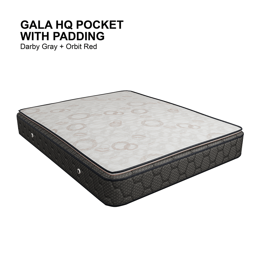 MORE HOTEL QUALITY POCKET OPTIONS Gala Hotel Quality Pocket with Padding Spring Mattress Gala Hotel Quality Pocket with Padding Spring Mattress Darby Gray+Orbit Red / Double 54x75 inches Mandaue Foam