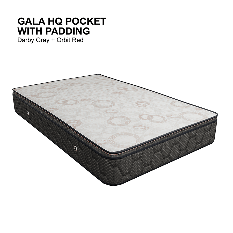 MORE HOTEL QUALITY POCKET OPTIONS Gala Hotel Quality Pocket with Padding Spring Mattress Gala Hotel Quality Pocket with Padding Spring Mattress Darby Gray+Orbit Red / Single 36x75 inches Mandaue Foam