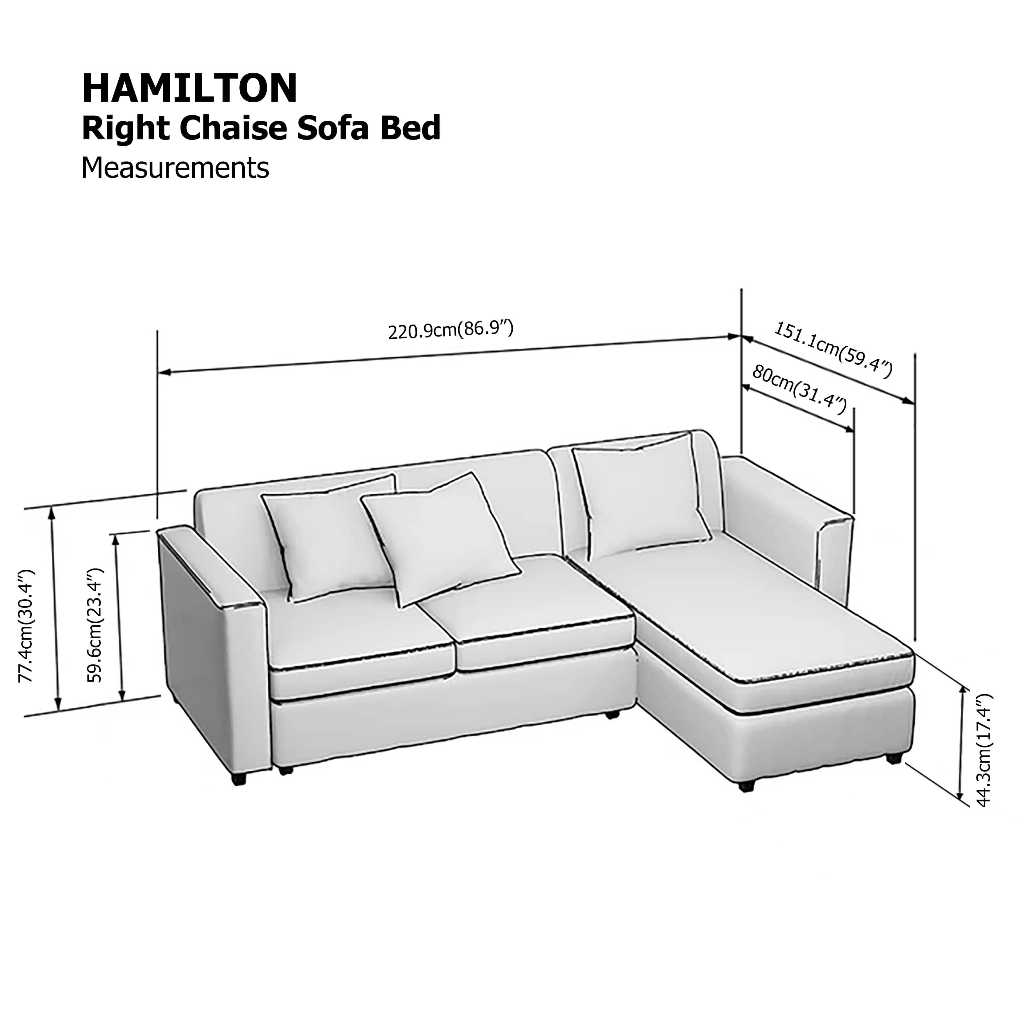 Hamilton Sofa Bed Right Chaise Sofa