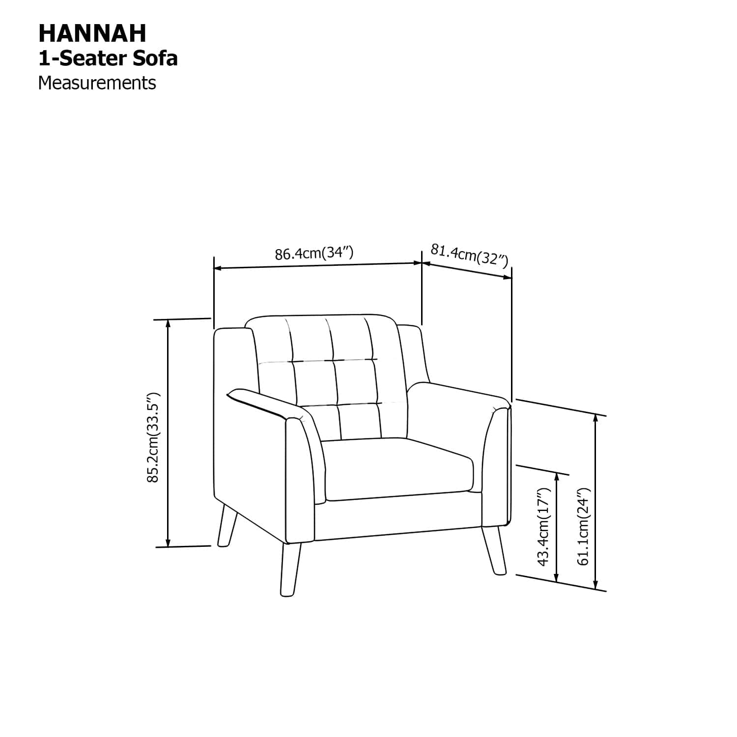 Hannah 1 Seater Sofa