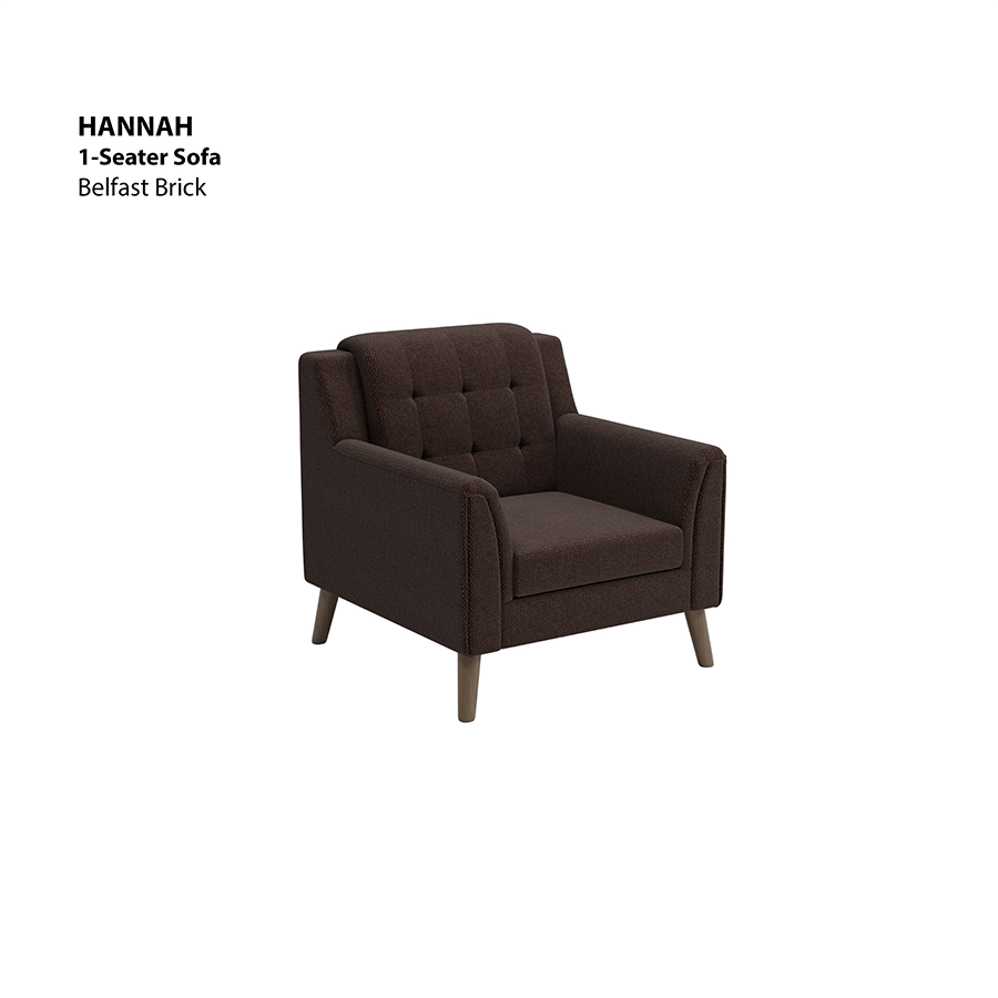 MORE HANNAH OPTIONS Hannah 1 Seater Sofa Hannah 1 Seater Sofa Fabric Belfast Brick Mandaue Foam