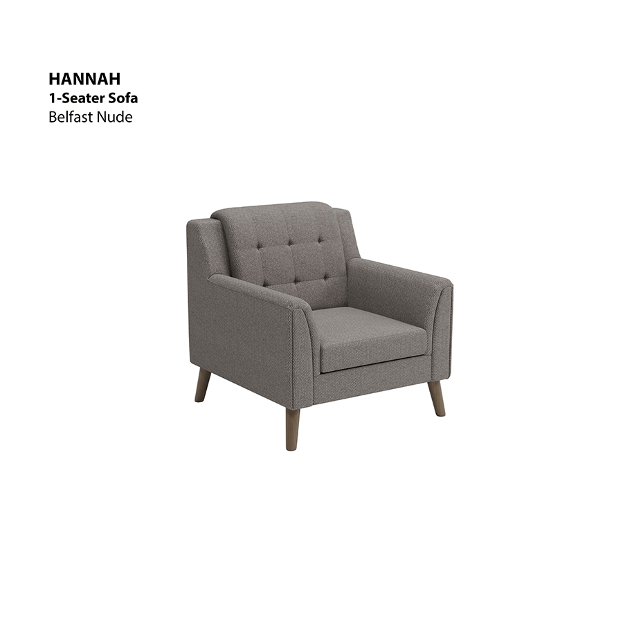 MORE HANNAH OPTIONS Hannah 1 Seater Sofa Hannah 1 Seater Sofa Fabric Belfast Nude Mandaue Foam