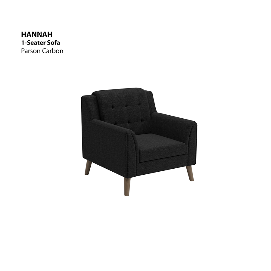 MORE HANNAH OPTIONS Hannah 1 Seater Sofa Hannah 1 Seater Sofa Fabric Parson Carbon Mandaue Foam
