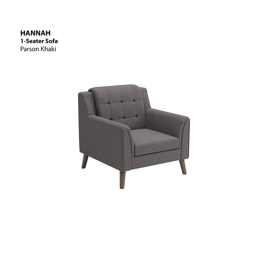 MORE HANNAH OPTIONS Hannah 1 Seater Sofa Hannah 1 Seater Sofa Fabric Parson Khaki Mandaue Foam