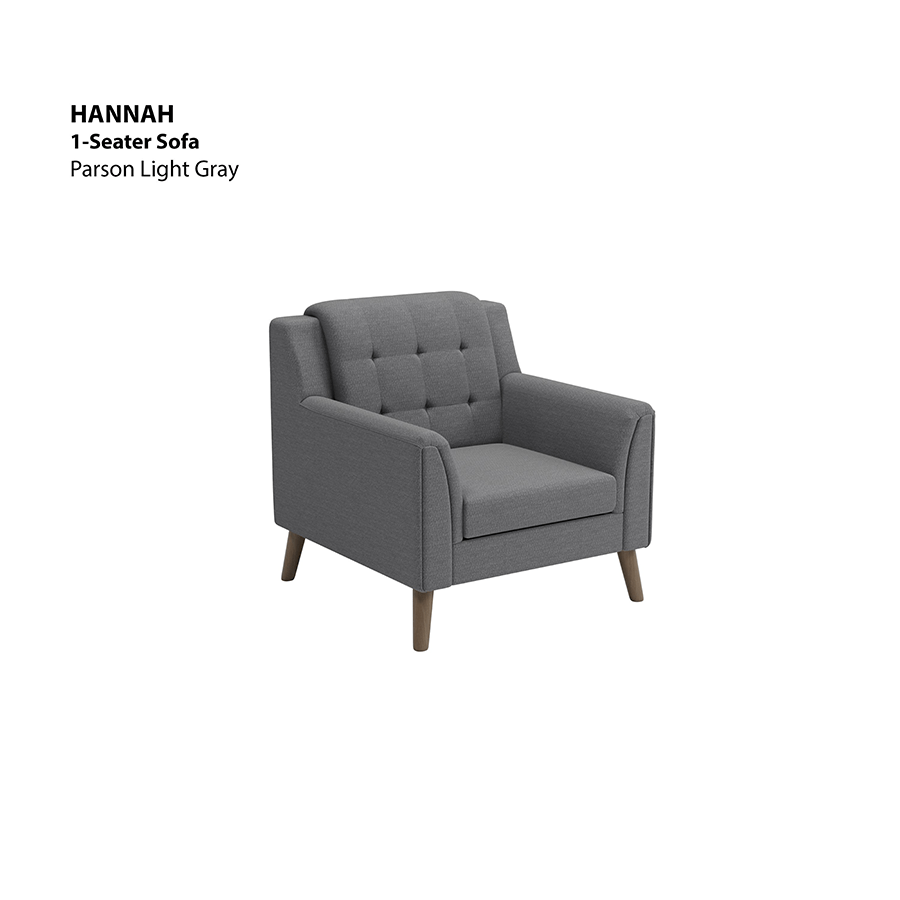 MORE HANNAH OPTIONS Hannah 1 Seater Sofa Hannah 1 Seater Sofa Fabric Parson Light Gray Mandaue Foam