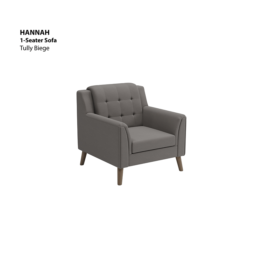 MORE HANNAH OPTIONS Hannah 1 Seater Sofa Hannah 1 Seater Sofa Leatherette Tully Beige Mandaue Foam