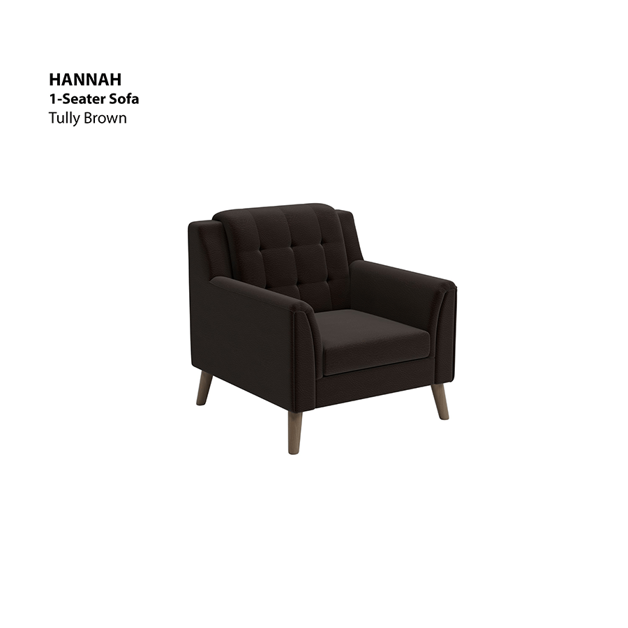 MORE HANNAH OPTIONS Hannah 1 Seater Sofa Hannah 1 Seater Sofa Leatherette Tully Brown Mandaue Foam