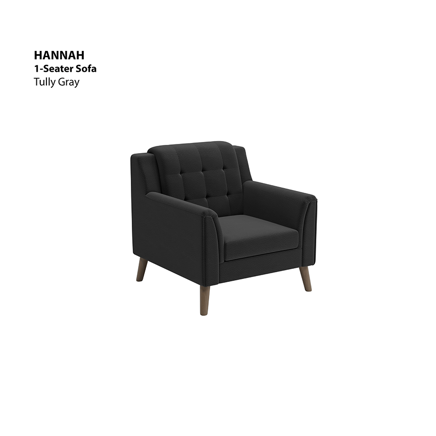 MORE HANNAH OPTIONS Hannah 1 Seater Sofa Hannah 1 Seater Sofa Leatherette Tully Gray Mandaue Foam