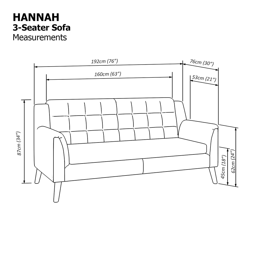 MORE HANNAH OPTIONS Hannah 3 Seater Sofa Hannah 3 Seater Sofa Mandaue Foam