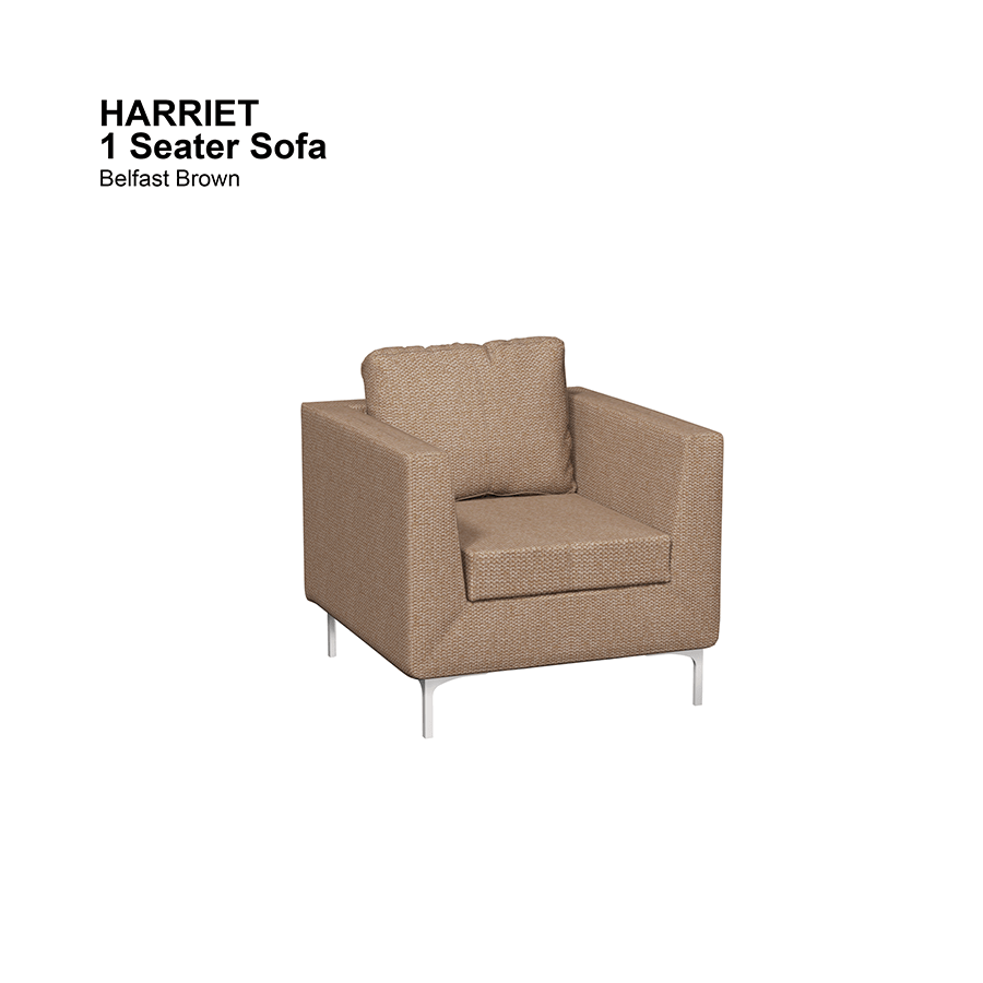 MORE HARRIET OPTIONS Harriet 1 Seater Sofa Harriet 1 Seater Sofa Fabric Belfast Brown Mandaue Foam