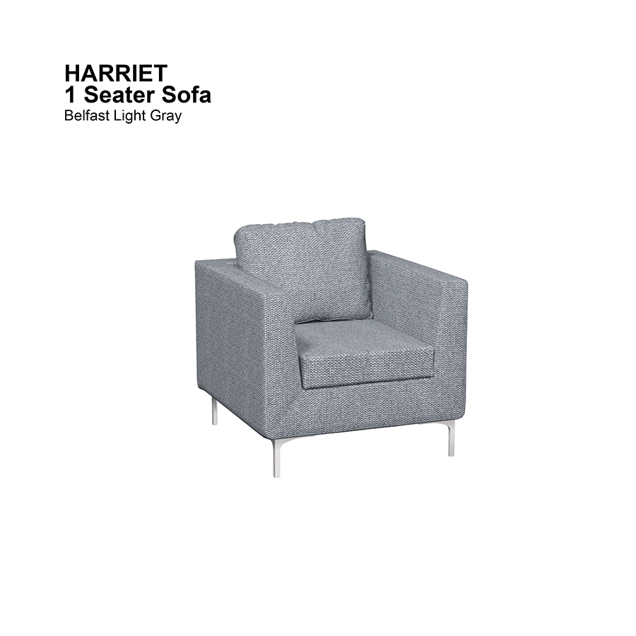MORE HARRIET OPTIONS Harriet 1 Seater Sofa Harriet 1 Seater Sofa Fabric Belfast Light Gray Mandaue Foam