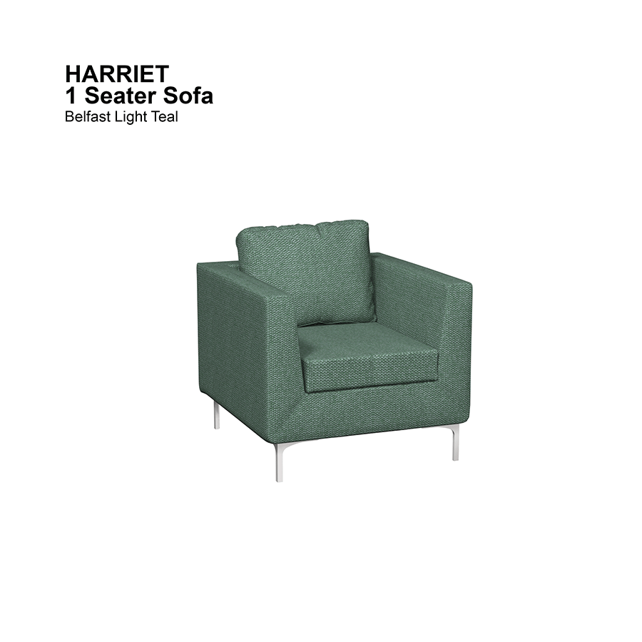 MORE HARRIET OPTIONS Harriet 1 Seater Sofa Harriet 1 Seater Sofa Fabric Belfast Light Teal Mandaue Foam