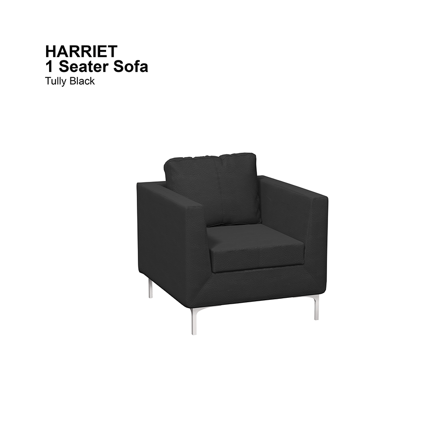 MORE HARRIET OPTIONS Harriet 1 Seater Sofa Harriet 1 Seater Sofa Leatherette Tully Black Mandaue Foam