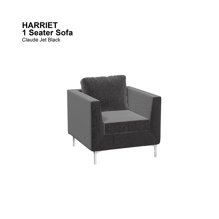 MORE HARRIET OPTIONS Harriet 1 Seater Sofa Harriet 1 Seater Sofa Lux Claude Jet Black Mandaue Foam