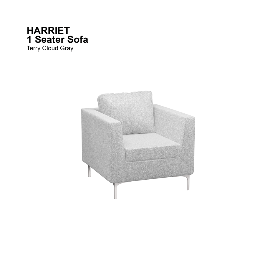 MORE HARRIET OPTIONS Harriet 1 Seater Sofa Harriet 1 Seater Sofa Lux Terry Cloudy Gray Mandaue Foam