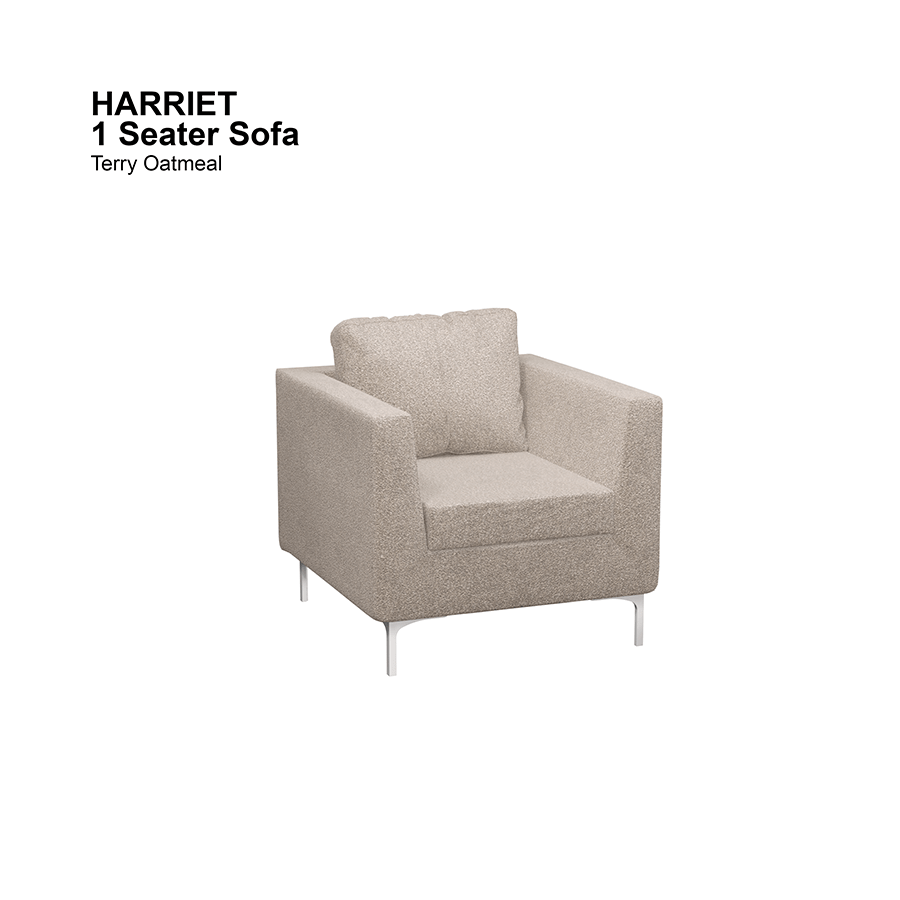 MORE HARRIET OPTIONS Harriet 1 Seater Sofa Harriet 1 Seater Sofa Lux Terry Oatmeal Mandaue Foam