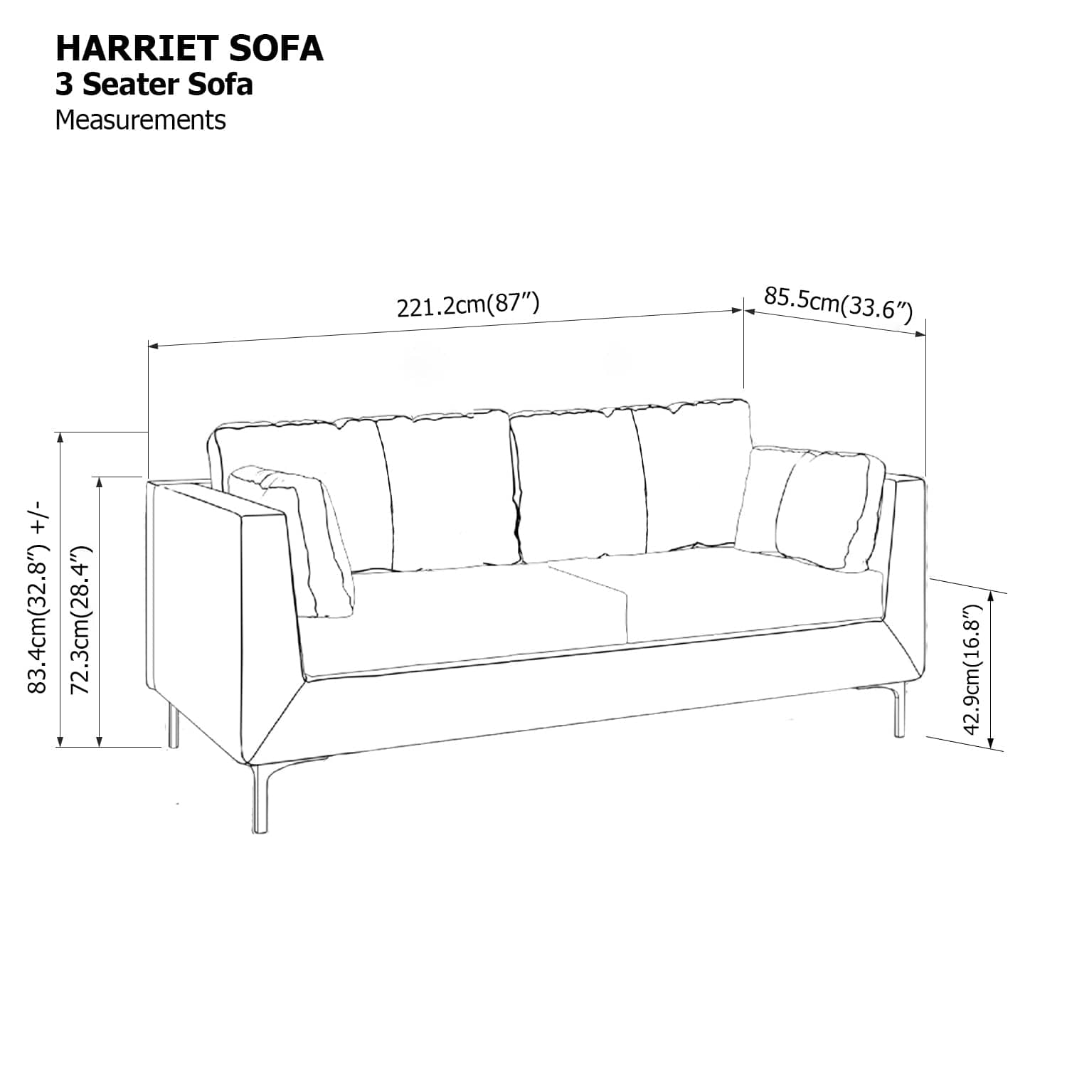 Harriet 3 Seater Sofa
