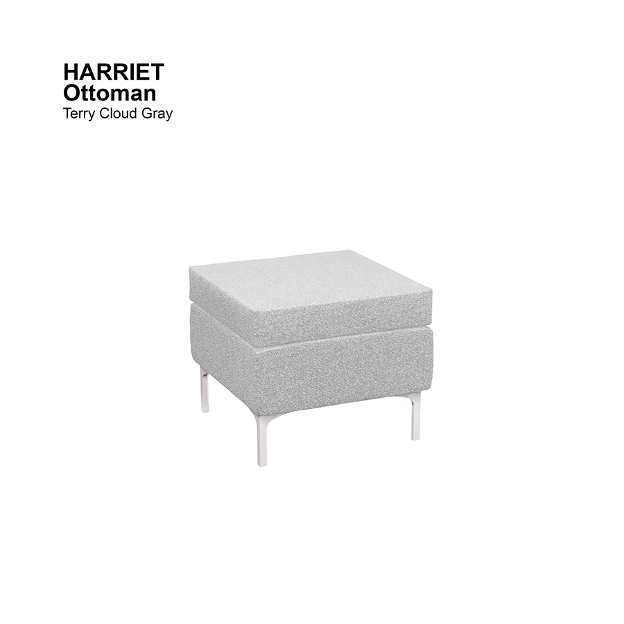 MORE HARRIET OPTIONS Harriet Ottoman Harriet Ottoman Lux Terry Cloudy Gray Mandaue Foam