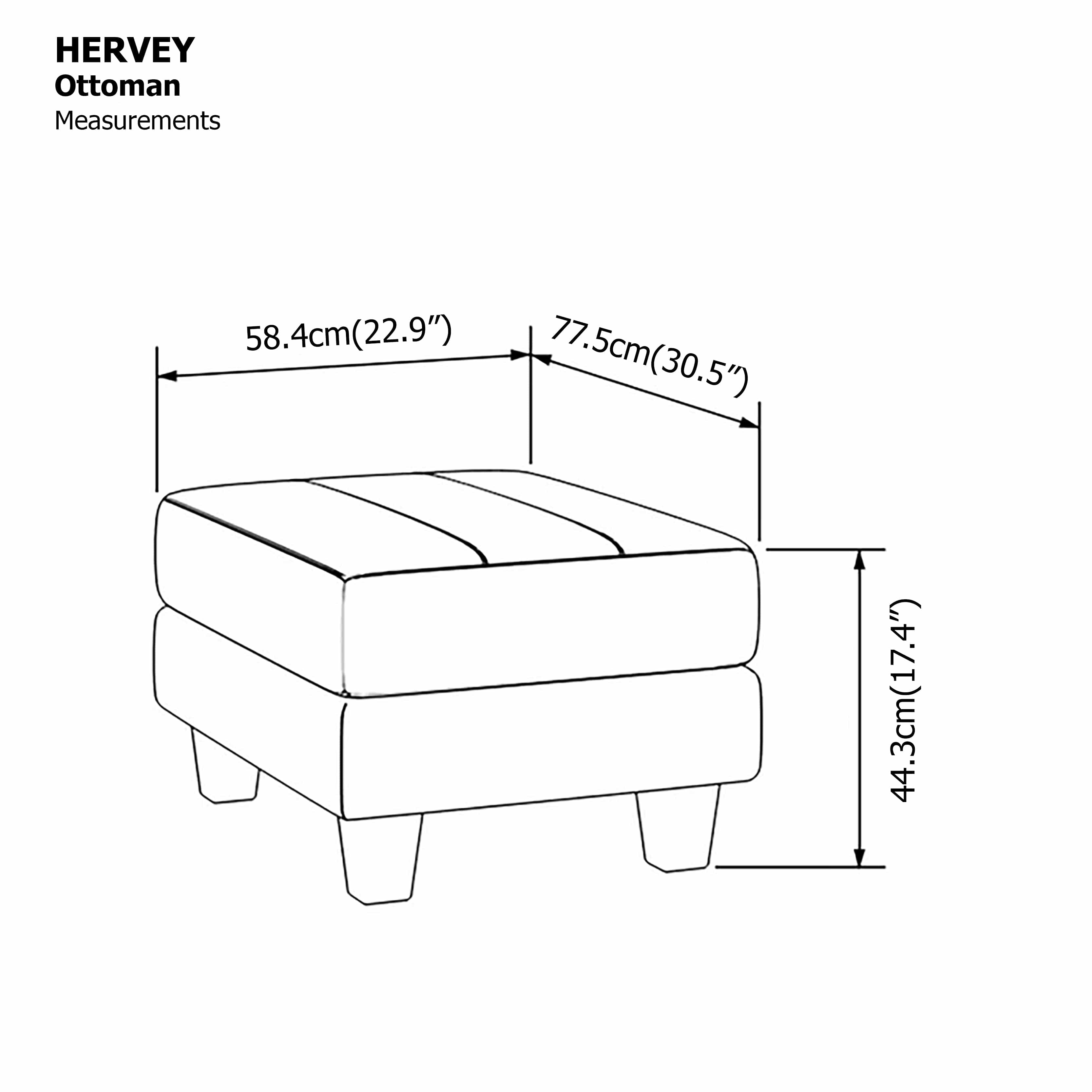 Hervey 3 Seat with Ottoman Sofa