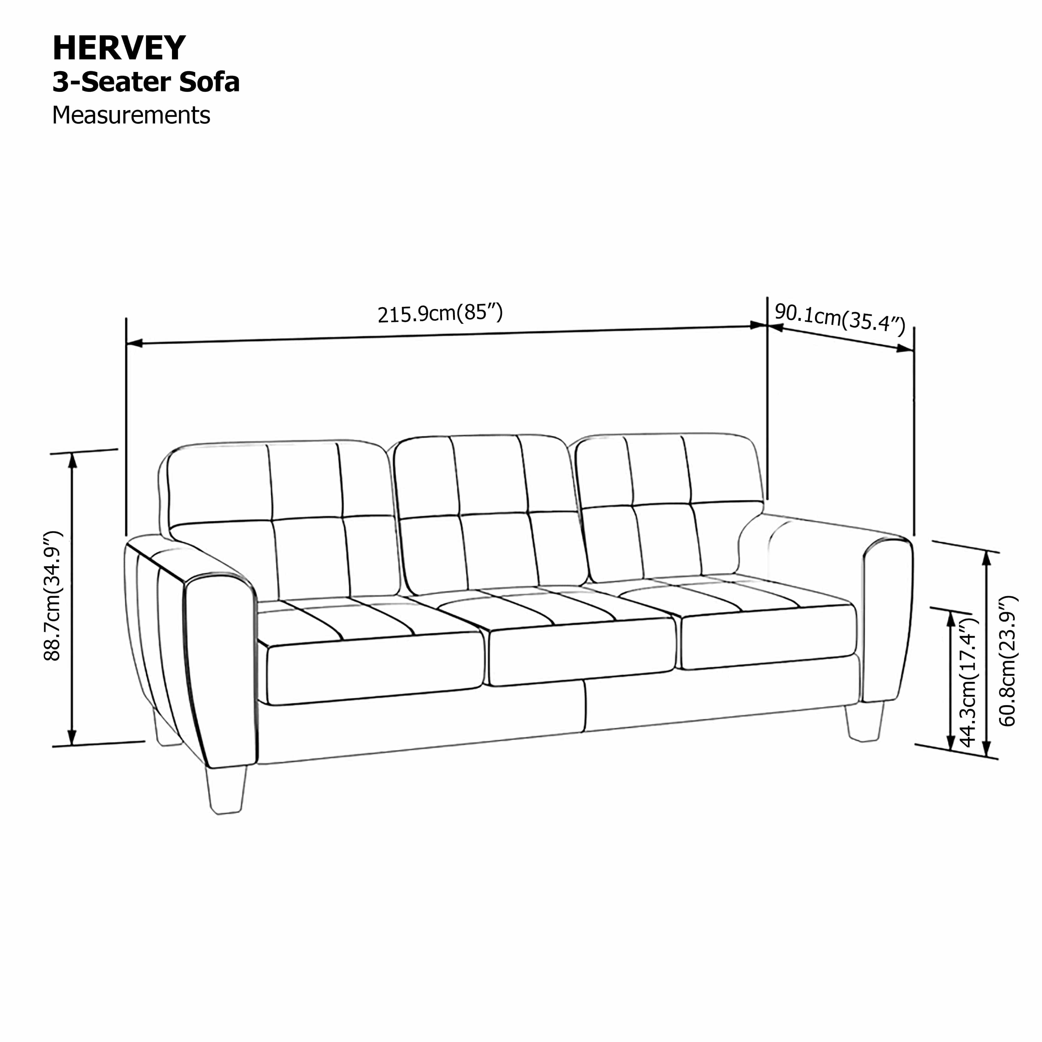 Hervey 3 Seat with Ottoman Sofa