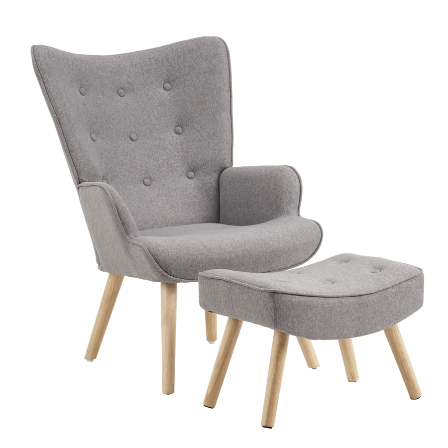 Ivan Armchair with Foot Stool Ivan Armchair with Foot Stool Gray Mandaue Foam